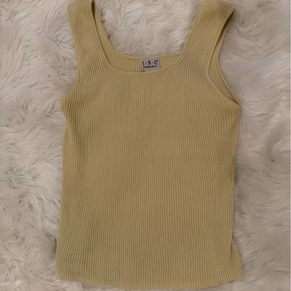 INC International Concepts Cream Ribbed Top